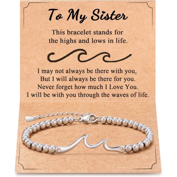 Sister Gifts Stainless Steel Wave Bracelet for Women Birthday Christmas - Picture 8 of 8